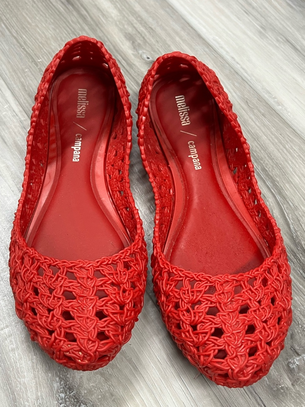 Melissa Red Woven Jelly Ballet Flats